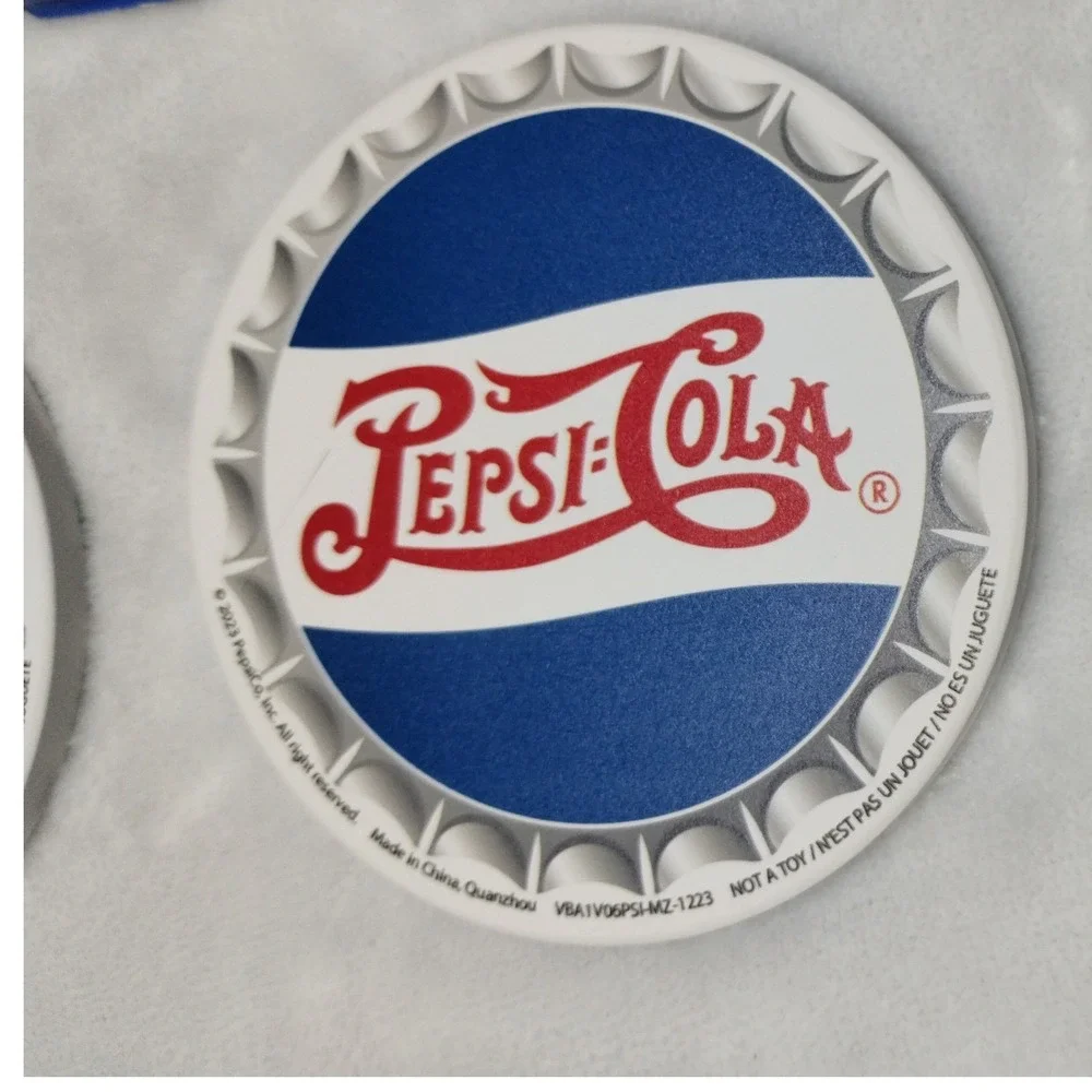 Pepsi Cola Ceramic Coaster Set of 4 Bottle Cap Style Retro Soda‎ Bar Decor